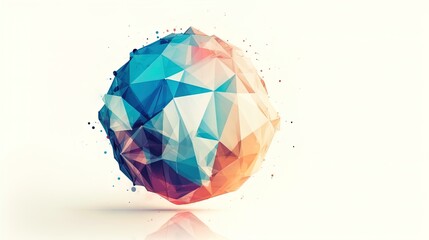 Fototapete - World in Triangular Harmony: Minimalist Polygonal Globe on a White Canvas in 8K created with generative AI technology