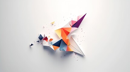 Fototapete - Geometric Essence: Minimalist Polygonal Symbol on a White Backdrop in 8K created with generative AI technology