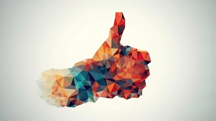 Fototapete - Geometric Approval: Minimalist Polygonal Thumbs Up on a White Canvas in 8K created with generative AI technology