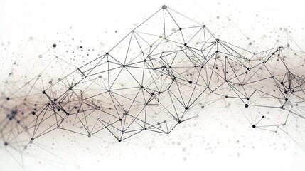 Fototapete - Futuristic Connections: Minimalist Circuit Dissolving into Polygonal Triangles on a White Background in 8K created with generative AI technology