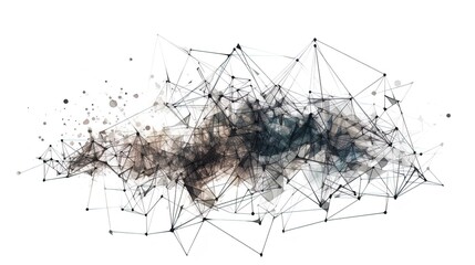 Fototapete - Futuristic Connections: Minimalist Circuit Dissolving into Polygonal Triangles on a White Background in 8K created with generative AI technology