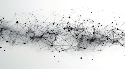 Fototapete - Futuristic Connections: Minimalist Circuit Dissolving into Polygonal Triangles on a White Background in 8K created with generative AI technology