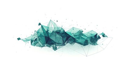 Fototapete - Futuristic Connections: Minimalist Circuit Dissolving into Polygonal Triangles on a White Background in 8K created with generative AI technology