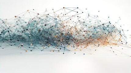 Fototapete - Futuristic Connections: Minimalist Circuit Dissolving into Polygonal Triangles on a White Background in 8K created with generative AI technology