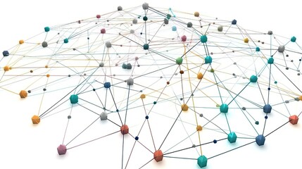 Fototapete - Futuristic Connections: Minimalist Circuit Dissolving into Polygonal Triangles on a White Background in 8K created with generative AI technology