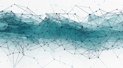 Fototapete - Futuristic Connections: Minimalist Circuit Dissolving into Polygonal Triangles on a White Background in 8K created with generative AI technology