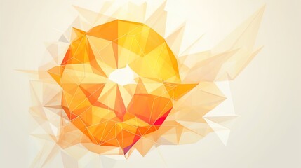 Fototapete - Shimmering Radiance: Minimalist Sun Dissolving into Polygonal Triangles on a White Background in 8K created with generative AI technology
