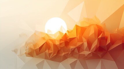 Fototapete - Shimmering Radiance: Minimalist Sun Dissolving into Polygonal Triangles on a White Background in 8K created with generative AI technology