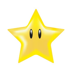 Cute 3D Mario Super Star Cartoon Golden Yellow Color