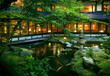 美しい日本庭園　池を泳ぐ錦鯉