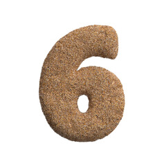 Sand number 6 - 3d beach digit - Holidays, travel or ocean concepts