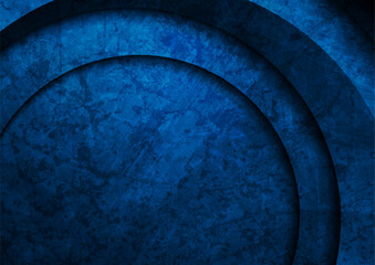 Wall Mural - Dark blue circular stripes abstract grunge background. Geometry vector design