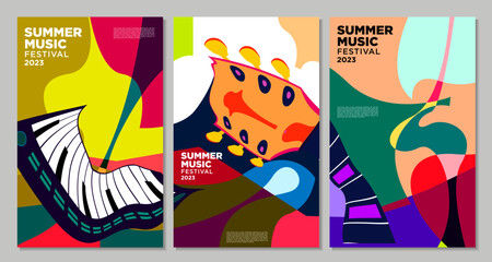 Wall Mural - Vector illustration colorful summer music festival banner design