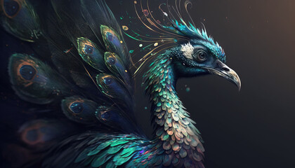 Naklejka na meble Peacock abstract wallpaper. Soft background with cute peafowl  bird in Pastel colors generative ai