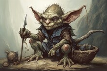 Generative AI Illustration Of Goblin Fantasy Creature