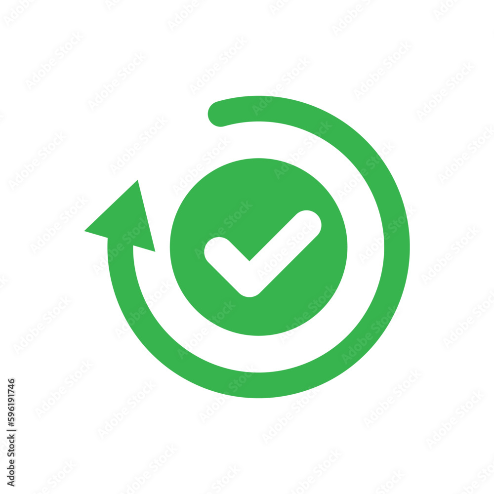 Rotated arrow and check mark icon. Decision. Vector. Stock Vector ...