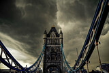 Fototapeta Londyn - Tower Bridge Under Stormy Skies - London, UK