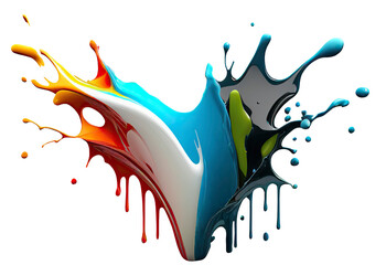 Wall Mural - colorful paint splash. rainbow colors. isolated design element on the transparent background. genera
