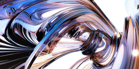 Poster - organic shape metal abstract technology design art background 3d render illustration