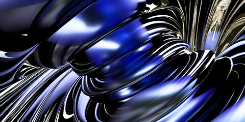 Poster - Photo of a digitally created blue and black object 3d render illustration