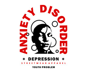 Anxiety disorder, Depression people illustration Retro Poster t shirt design, vector graphic, typographic poster or tshirts street wear and Urban style