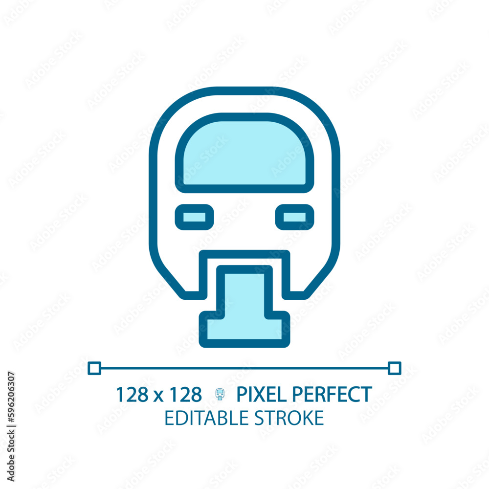 Monorail pixel perfect blue RGB color icon. Fast train. Airport ...