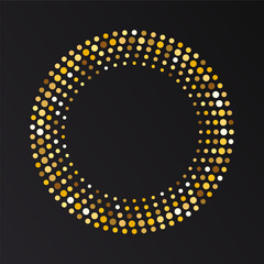 Wall Mural - Gold Halftone round frame. Golden luxury Halftone circle logo.