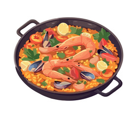 Wall Mural - Gourmet seafood paella cooked with fresh vegetables