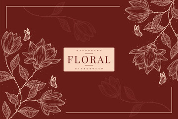 Poster - handdrawn vintage floral background vector template