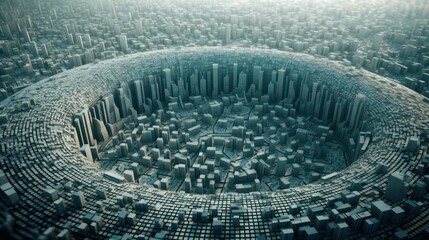Poster - Generative AI of abstract technology digital hi tech concept. Smart city