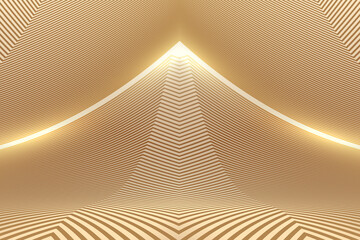 Poster - Golden lines create abstract architectural Spaces and roads that reach out into the distance