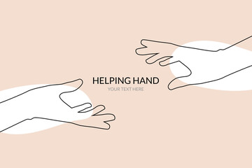 Wall Mural - Helping hand concept. Gesture, sign of help and hope. Two hands taking each other.