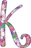 Fototapeta Londyn - English alphabet letter k with floral background, vector illustration.