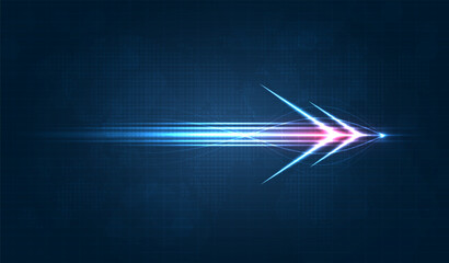 Leinwandbilder - Light speed movement blue arrow technology communicate background. wireless data network and connection technology concept. high-speed, futuristic background. vector design.