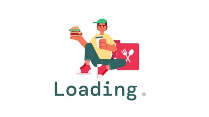 Aufkleber - Fast food delivery loader animation. Courier service. Lunch takeaway. Flash message 4K video footage. Isolated color loading progress indicator with alpha channel transparency for UI, UX web design