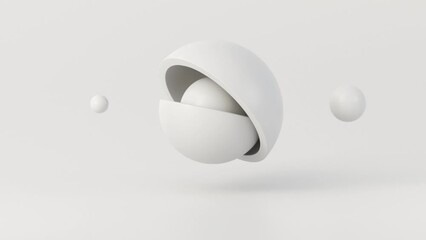 Aufkleber - Abstract animation of white geometric, 3d loop animation render.