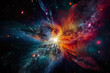 abstract colorful celestial collision between two stars in space generative ai