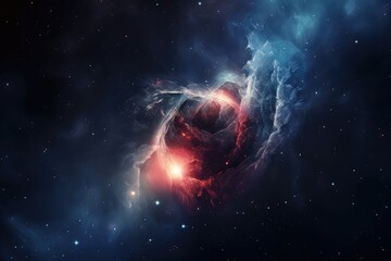 Wall Mural - galaxy nebula heart with a single shining star in the center, created with generative ai