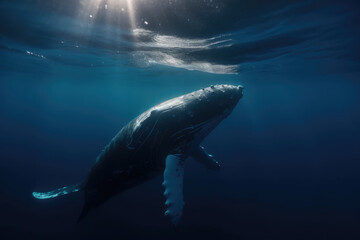 Wall Mural - Underwater view of whale