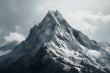 A Mountain Covered In Icy Snow. Generative AI