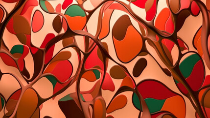 Poster - colorful red minimalist psychedelic abstract background, wallpaper warm color generative ai