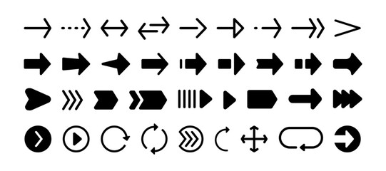 Aufkleber - Set of black arrows. Black arrows collection. Set of web app arrows