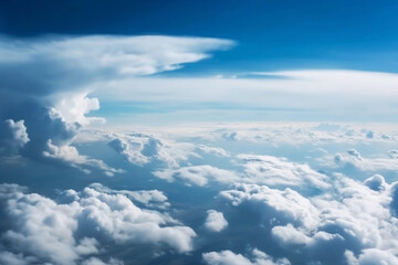 Poster - Stunning Blue Sky with Clouds Stretching to the Horizon. Landscape and Cloudscape Background