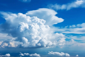 Poster - Stunning Blue Sky with Clouds Stretching to the Horizon. Landscape and Cloudscape Background