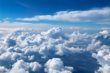 Poster - Stunning Blue Sky with Clouds Stretching to the Horizon. Landscape and Cloudscape Background