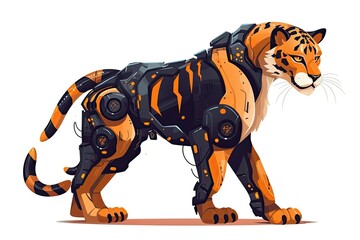 Poster - tiger wearing a futuristic suit. Generative AI