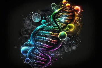 Aufkleber - graphic dna helix on a black background. Generated by AI