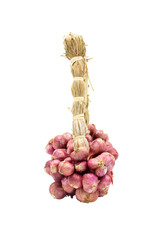 Wall Mural - Bunch of red shallot or asia red onion isolated on white background with clipping path, PNG