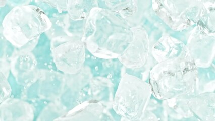 Poster - Super slow motion of rotating ice cubes, top view shot. Filmed on high speed cinema camera, 1000 fps, placed on high speed cine bot, following the object.