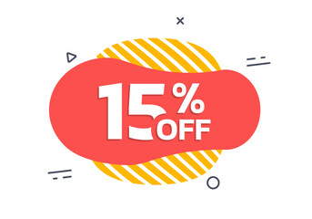 Canvas Print - sale badge, sticker or label. 15 percent price off liquid shape design. discount, promotion abstract